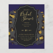 Glam Gold Navy Brautparty Einladung Tier (Vorderseite)