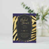 Glam Gold Navy Brautparty Einladung Tier (Stehend Vorderseite)