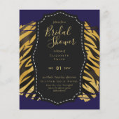 Glam Gold Navy Brautparty Einladung Tier (Vorderseite)