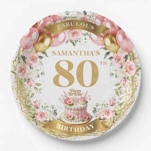 Glam Gold Number 80. Boho Glitzer Sparkle Teller (Vorderseite)