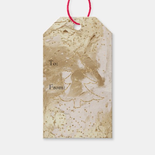 Glam Gold Paint Glitzer Sparkle Weihnachtsbaum Geschenkanhänger (Vorderseite)