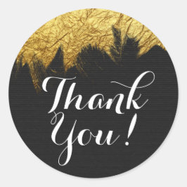 Glam Gold Paint on Black Modern Stylist Vielen Dan Runder Aufkleber