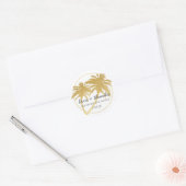Glam Gold Palm Tree Beach Hochzeit Liebe und Dank Runder Aufkleber (Umschlag)