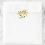 Glam Gold Palm Tree Beach Wedding Monogram Runder Aufkleber (Tasche)