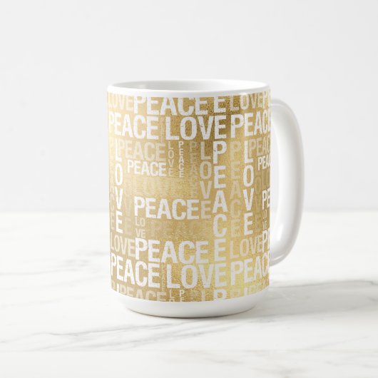 Glam Gold Peace Liebe Kaffeetasse (VorderseiteRechts)