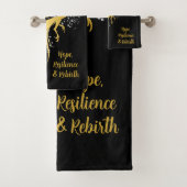 Glam Gold Phoenix Silver Glitzer Monogram Black | Badhandtuch Set (Insitu)