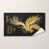 Glam Gold Phoenix Silver Glitzer Monogram Black | Badhandtuch Set (Handtuch)