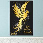 Glam Gold Phoenix Silver Glitzer Monogram Black | Leinwanddruck (Insitu (Holzboden))