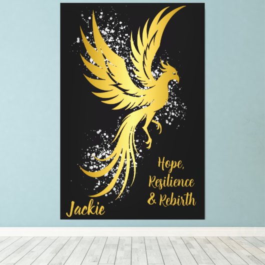 Glam Gold Phoenix Silver Glitzer Monogram Black | Leinwanddruck (Insitu (Holzboden))