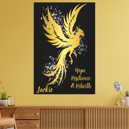 Glam Gold Phoenix Silver Glitzer Monogram Black | Leinwanddruck (Insitu (Wohnzimmer))