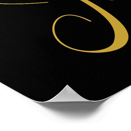 Glam Gold Phoenix Silver Glitzer Monogram Black | Poster (Ecke)