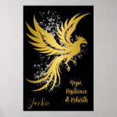 Glam Gold Phoenix Silver Glitzer Monogram Black | Poster (Vorne)