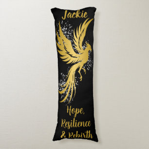 Glam Gold Phoenix Silver Glitzer Monogram Black Seitenschläferkissen