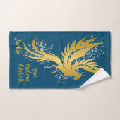 Glam Gold Phoenix Silver Glitzer Monogram Blue | Badhandtuch Set (Handtuch)