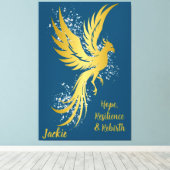 Glam Gold Phoenix Silver Glitzer Monogram Blue | Leinwanddruck (Insitu (Holzboden))