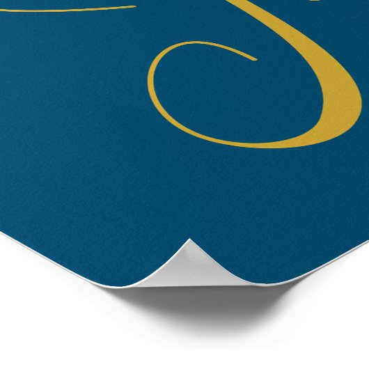 Glam Gold Phoenix Silver Glitzer Monogram Blue | Poster (Ecke)