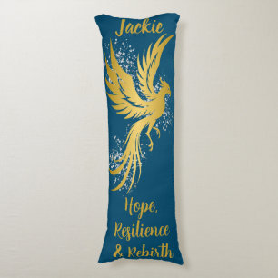 Glam Gold Phoenix Silver Glitzer Monogram Blue Seitenschläferkissen