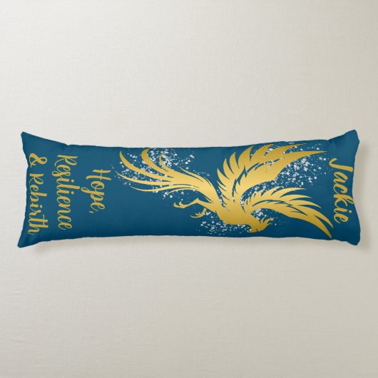 Glam Gold Phoenix Silver Glitzer Monogram Blue | Seitenschläferkissen (Vorderseite)