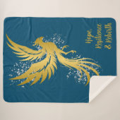 Glam Gold Phoenix Silver Glitzer Monogram Blue | Sherpadecke (Vorderseite (Horizontal))