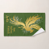 Glam Gold Phoenix Silver Glitzer Monogram Green | Badhandtuch Set (Handtuch)