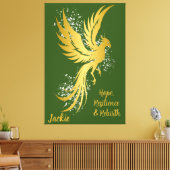 Glam Gold Phoenix Silver Glitzer Monogram Green | Leinwanddruck (Insitu (Wohnzimmer))