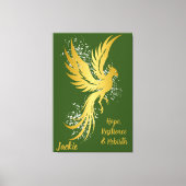 Glam Gold Phoenix Silver Glitzer Monogram Green | Leinwanddruck (Vorderseite)