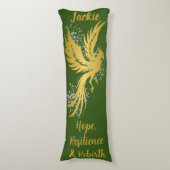 Glam Gold Phoenix Silver Glitzer Monogram Green | Seitenschläferkissen (Vorderseite Vertikal)