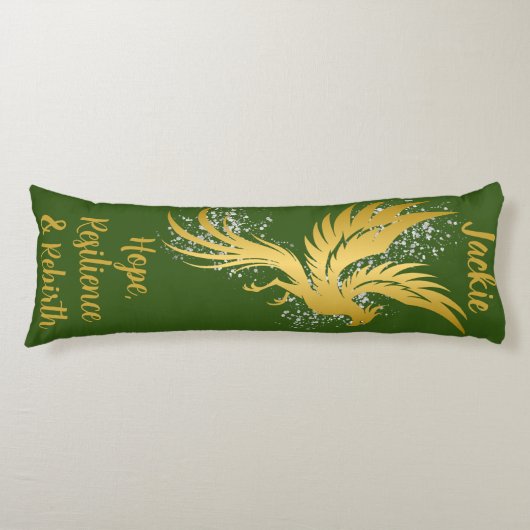 Glam Gold Phoenix Silver Glitzer Monogram Green | Seitenschläferkissen (Vorderseite)