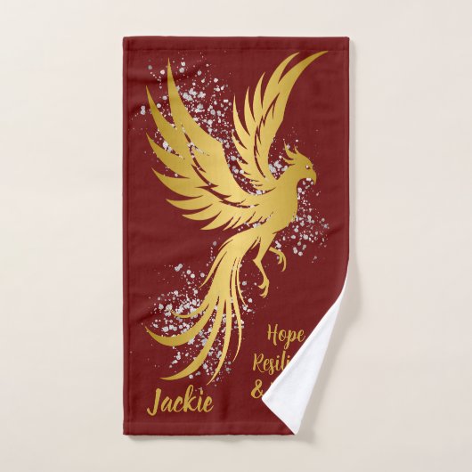 Glam Gold Phoenix Silver Glitzer Monogram Maroon | Badhandtuch Set (Handtuch)