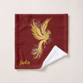 Glam Gold Phoenix Silver Glitzer Monogram Maroon | Badhandtuch Set (Waschlappen)