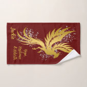 Glam Gold Phoenix Silver Glitzer Monogram Maroon | Badhandtuch Set (Handtuch)