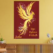 Glam Gold Phoenix Silver Glitzer Monogram Maroon | Leinwanddruck (Insitu (Wohnzimmer))