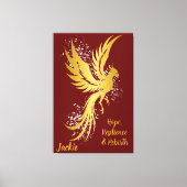 Glam Gold Phoenix Silver Glitzer Monogram Maroon | Leinwanddruck (Vorderseite)
