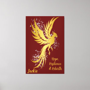 Glam Gold Phoenix Silver Glitzer Monogram Maroon   Leinwanddruck