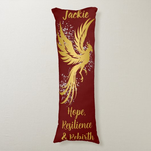 Glam Gold Phoenix Silver Glitzer Monogram Maroon | Seitenschläferkissen (Vorderseite Vertikal)