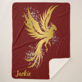 Glam Gold Phoenix Silver Glitzer Monogram Maroon | Sherpadecke (Vorderseite)