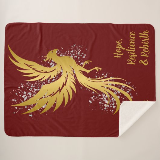 Glam Gold Phoenix Silver Glitzer Monogram Maroon | Sherpadecke (Vorderseite (Horizontal))