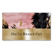 Glam Gold Pink Black Cowhide Magnetische Visitenkarte (Vorderseite)