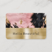 Glam Gold Pink Black Cowhide Visitenkarte (Vorderseite)