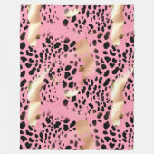 Glam Gold Pink Black Leopard Print Fleecedecke (Vorderseite)