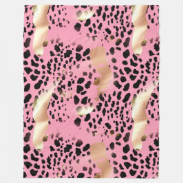 Glam Gold Pink Black Leopard Print Fleecedecke
