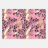 Glam Gold Pink Black Leopard Print Geschenkpapier Set (Vorderseite)