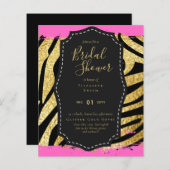 Glam Gold Pink Brautparty laden Tier ein (Vorne/Hinten)