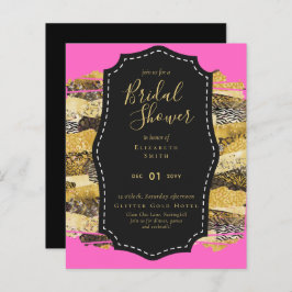 Glam Gold Pink Brautparty laden Tier ein