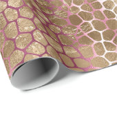 Glam Gold Pink Ombre Giraffe Print Geschenkpapier (Rolleneckpunkt)