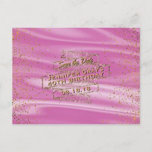 Glam Gold Pink Save the Date Frauen Geburtstagspar Ankündigungspostkarte