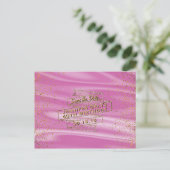 Glam Gold Pink Save the Date Frauen Geburtstagspar Ankündigungspostkarte (Stehend Vorderseite)