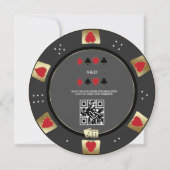 Glam Gold Poker Chip QR Code Casino Hochzeit Einladung (Rückseite)