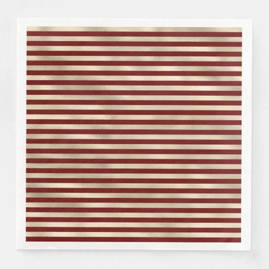 Glam Gold Red Holiday Streifen Weihnachten Serviette (Vorderseite)