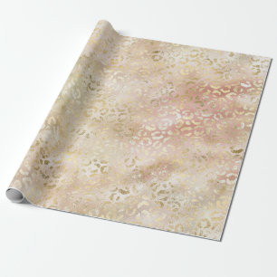 Glam Gold Rose Blush Pink Leopard Print Geschenkpapier